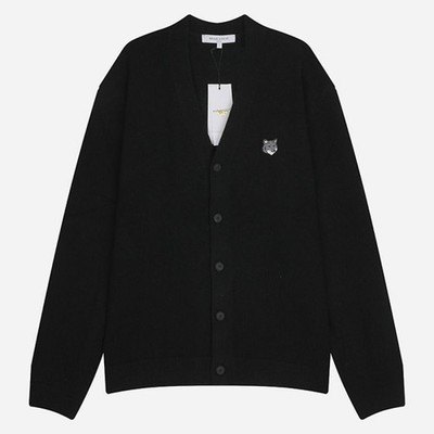 Maison Kitsune Graufuchs Kopf Strickjacke schwarz PM00502KT1006 P199 154779509