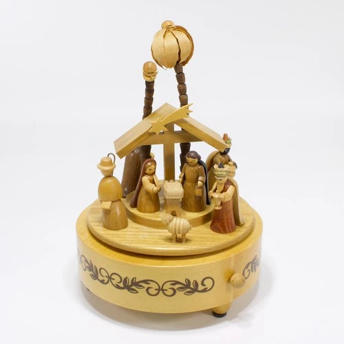 Erzgebirge Nativity Music Box Silent Night Vintage 1980s Works Parts Repair