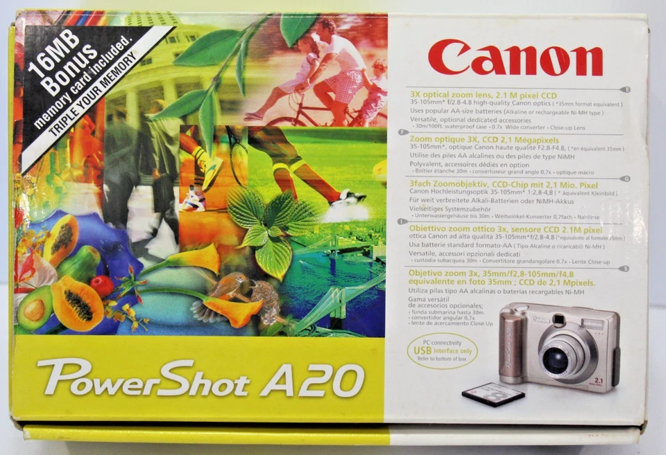 Canon PowerShot A20 2.1 MP 3X Optical Zoom Compact Digital Camera & Access VGC - Image 3 of 4