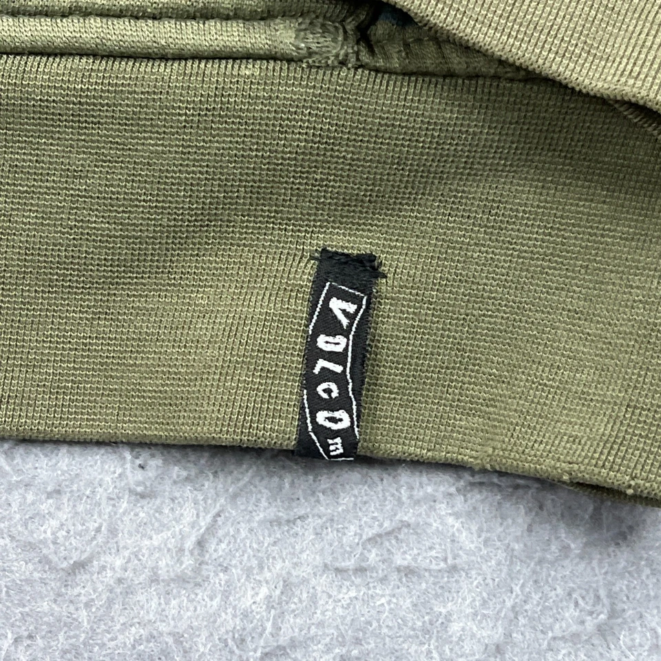 Volcom Sweatshirt Mens Medium Green Striped Sherpa Lined Full Zip Hoodie Y2K Sk8 - Image 2 of 4