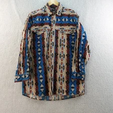 Western Signatures Mens M Aztec Print Button Up Shirt Southwest Cowboy Rodeo