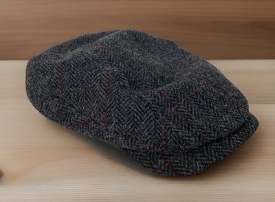 Mucros Weavers Kerry Tweed Flat Cap Wool Herringbone Mens L Irish Hat