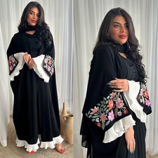 Open Kaftan Cardigan Long Dress Kimono Abaya Muslim Women Embroidery Robe Modest