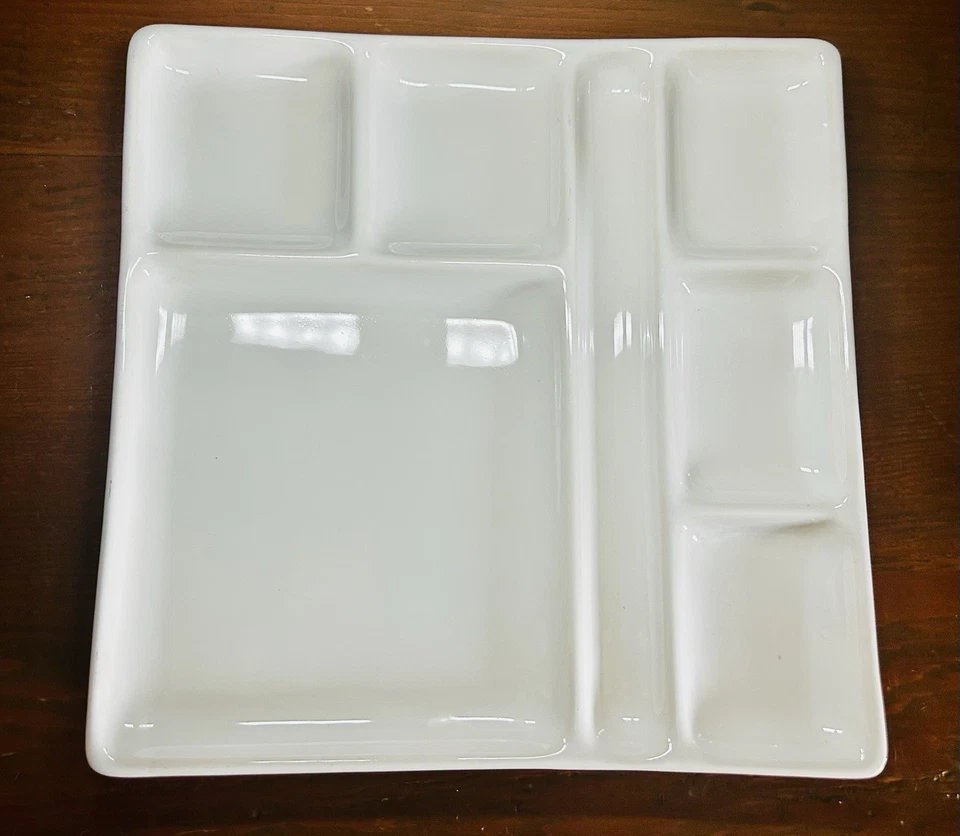 Crate & Barrel Square White Fondue Sushi Plate Dish 9” Lot Set Of 2 EUC - Image 2 of 4