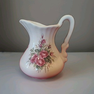 Vintage VB Athena California Pitcher with Pink Roses