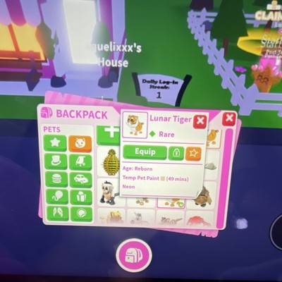 Adopt Me! Lunar Tiger Rare Pet Virtual Pet - PC Simulation Multiplayer