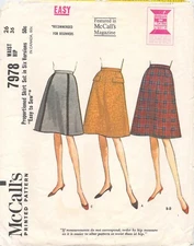 McCall's 7978 Proportioned Skirt Set in Six Versions Size Waist 26 1965