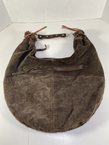 Brown Suede Leather Purse Handbag with Butterfly Applique - Picture 2 of 8