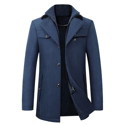 Mens Trench Coat Wool Blend Jacket Overcoat Business Winter Coat Warm Pea Coat - Bild 5 von 21