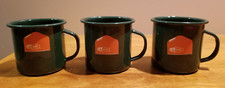 3 GSI OUTDOOR GREEN ENAMELWARE 12oz COFFEE BEVERAGE CUPS MUGS CAMPING FISHING