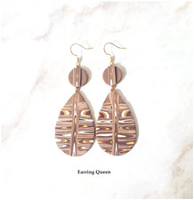 African Brown  Gold Statement Earrings