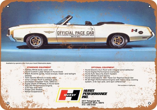 METAL SIGN - 1972 Hurst Olds Pace Car - Vintage Look Reproduction | eBay
