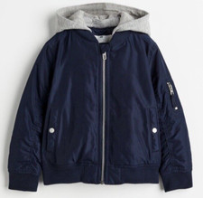 H M Full Zip Bomber Jacket Kids Size 5T/6 Navy Blue
