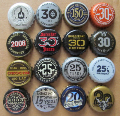 16 DIF ANNIVERSARY OBSOLETE 12 CRAFT 4 FOREIGN BEER/ALCOHOL BOTTLE CAPS