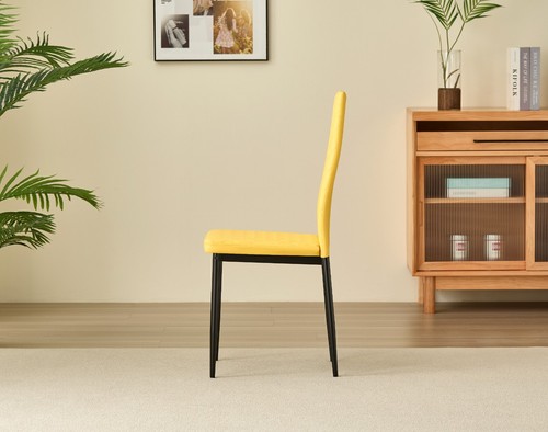 5 Piece Dining Table Set with 4 Mustard Faux Leather Chairs Kitchen Furniture - Picture 11 of 11