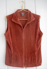 Woolrich Womens Small 4 6 Orange Wide Whale Corduroy Full Zip Vest Front Pockets