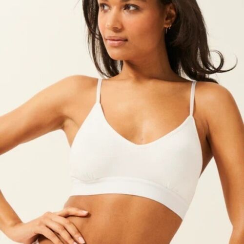 ABOUND White Ribbed V-Neck Bra with Spaghetti Straps Size Small, New