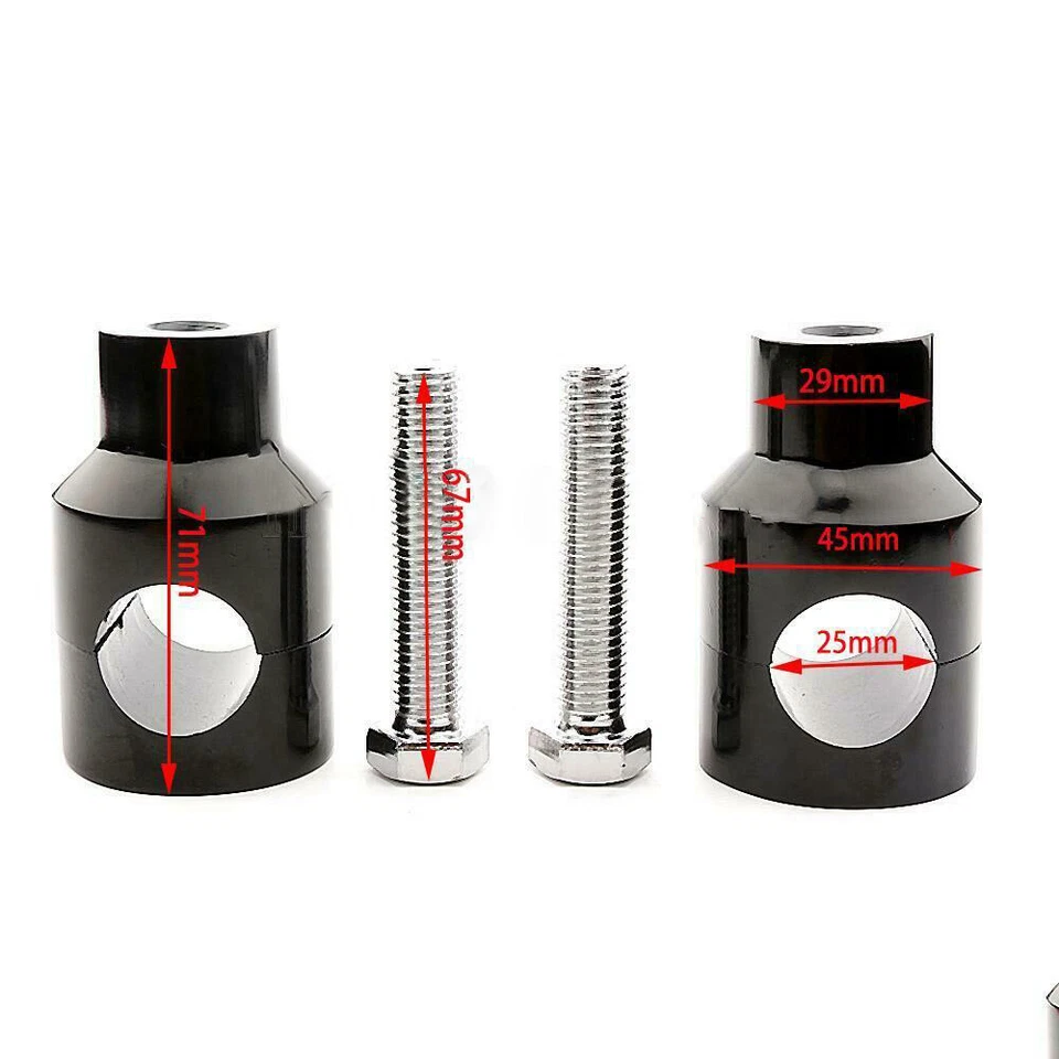 Par de abrazaderas elevadoras negras CNC para manillar de motocicleta de 1" con tornillos para Yamaha Foto 2 de 4