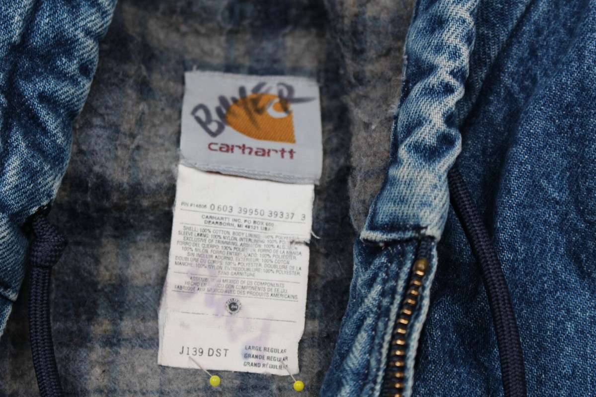 Vintage Carhartt Jacket Mens Large Blue Denim Blanket Lined Vintage Carhartt Jacket Mens Large Blue Denim Blanket Lined