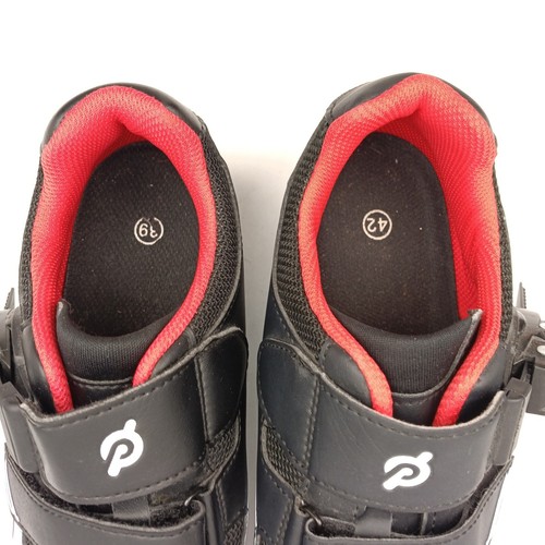 Scarpe da ciclismo Peloton Spin J-20 PL-SH-02 taglia 42 M 9 W 11,5 nere rosse con tacchetti - Foto 8 di 12