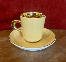 Figgjo Flint Norway Yellow And Gold Espresso Demitasse Cup And Saucer