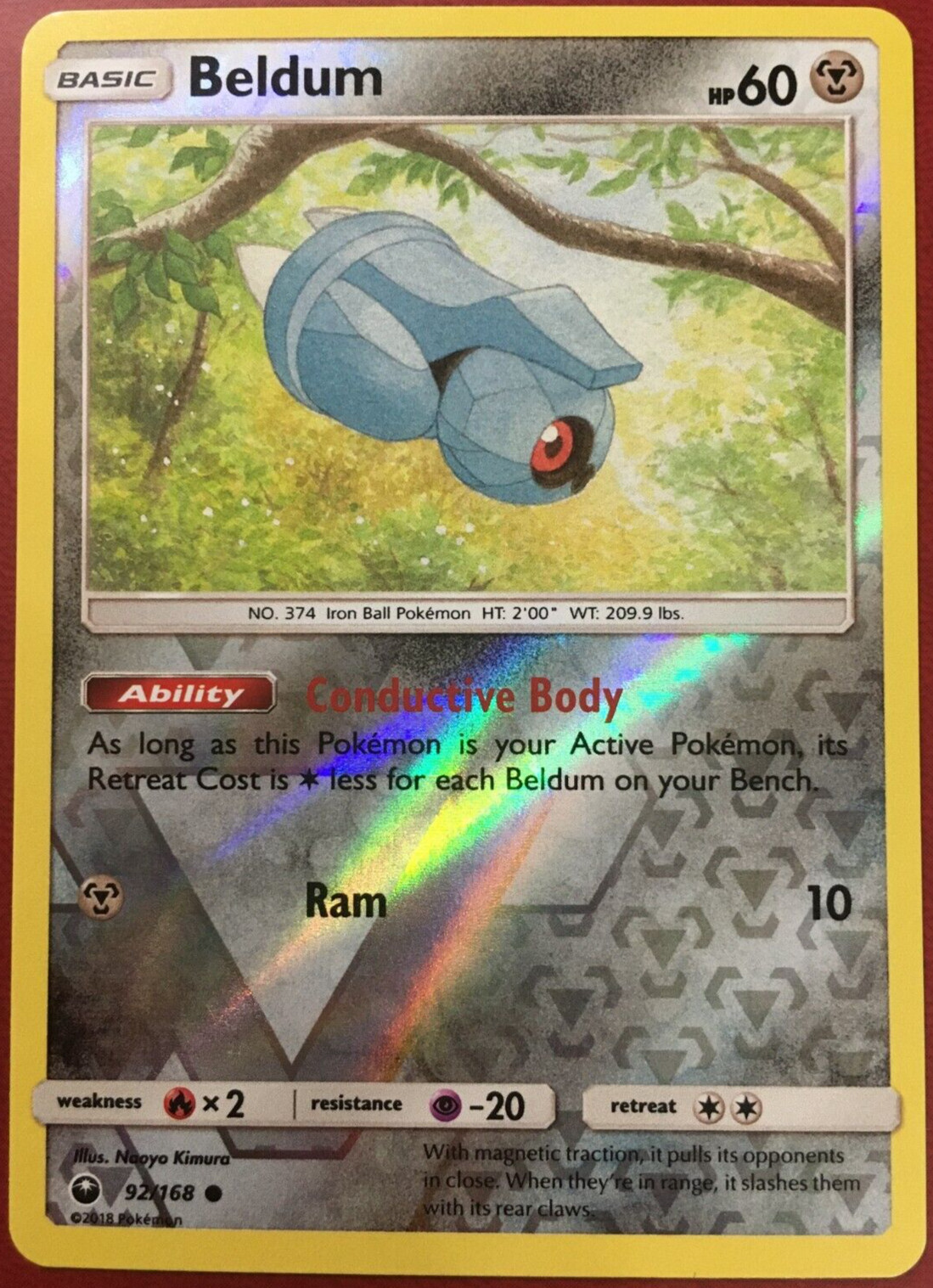 POKEMON BELDUM 92/168 CELESTIAL STORM COMMON REVERSE HOLO NEAR MINT