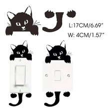 Black Cat Peeking Light Switch Sticker   Cute Vinyl Wall Decal for Cat Lovers