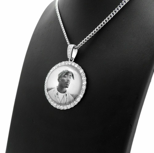 Hip Hop Iced 2Pac Picture Frame Pendant & 18"~ 24" Box Cuban Rope Chain Necklace - Picture 39 of 43