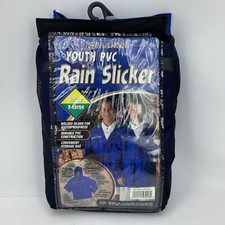 Stearns Youth PVC Rain Slicker L - XL Sizes 12-16 Blue Hooded Rainsuit w/ Bag