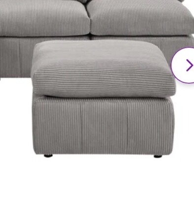 ARREGUI Light Gray Corduroy OTTOMAN For  Symmetrical Modular Sectional Sofa