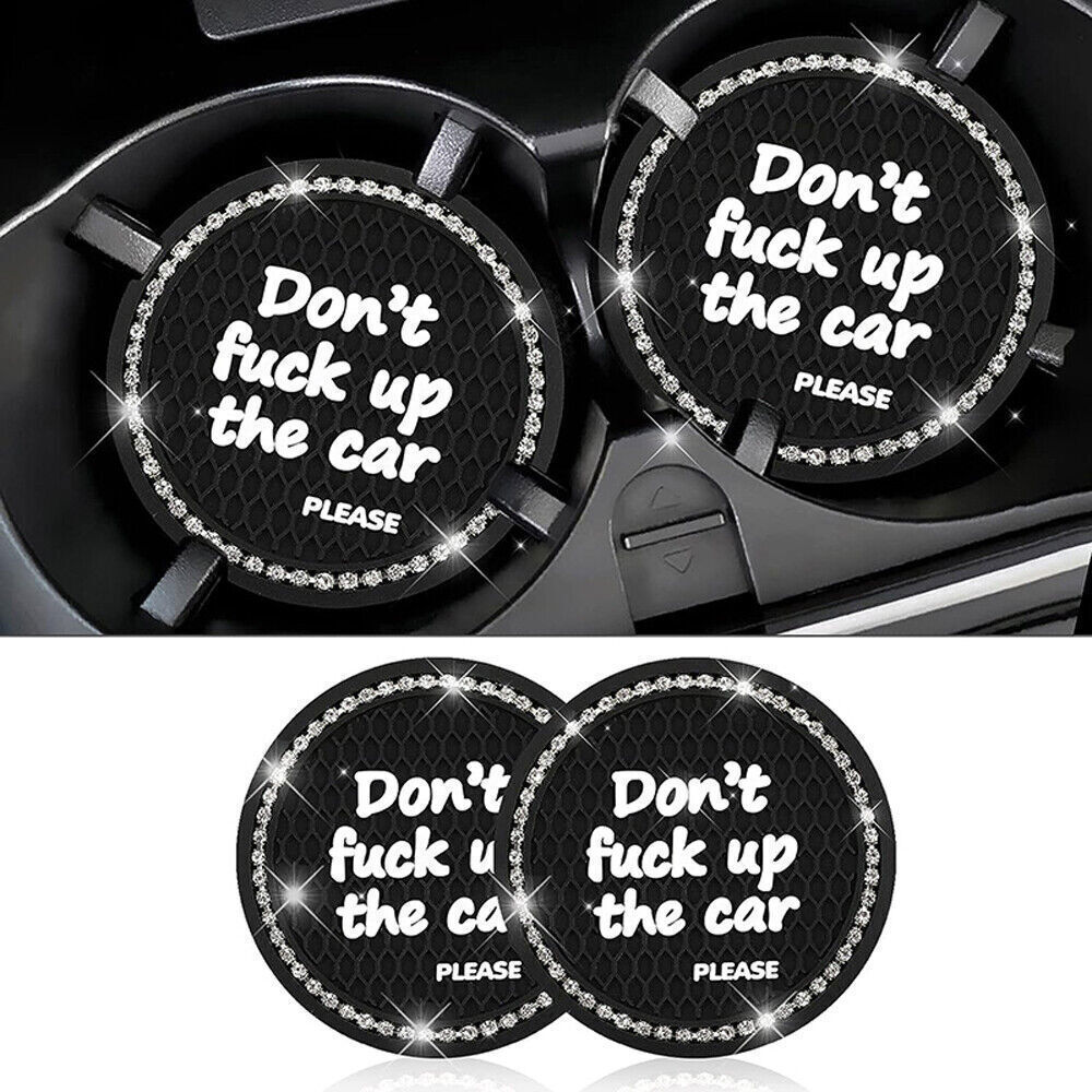 2Pcs Car Auto Bling Rhinestone Cup Holder Anti-Slip Insert Coaster Pad Protector