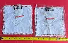 2 NEW Shanghai Hand Embroidery Drawn Work Butterfly Square Sachet Pillow Cotton