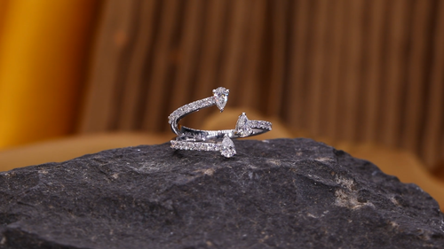 0.78 Ct Round Pear Lab Grown CVD Diamond Cuff Ring 14k White Gold Birthday Gift - 第 1 支影片,共 1 支