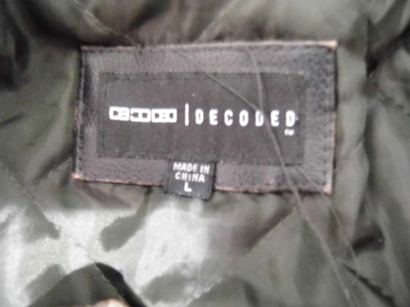 Coat Vintage Decoded Black Vegan Leather Men's Jacket Lined Biker style Large - product detail image 12
