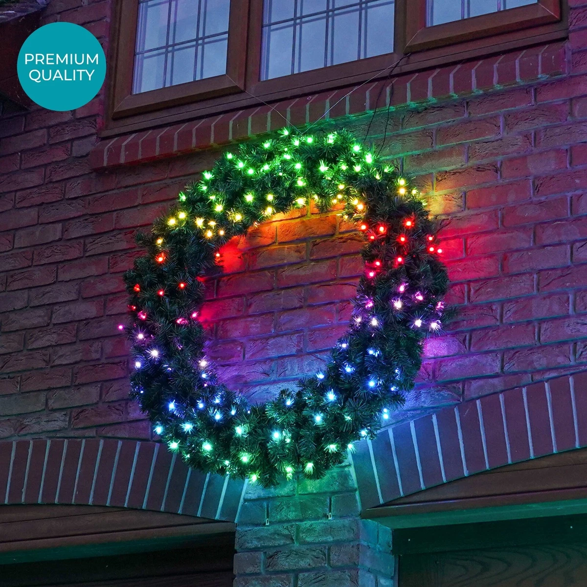 Outdoor christmas 2024 wreath with lights