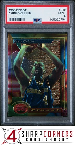 1993 FINEST #212 CHRIS WEBBER RC WARRIORS HOF PSA 9