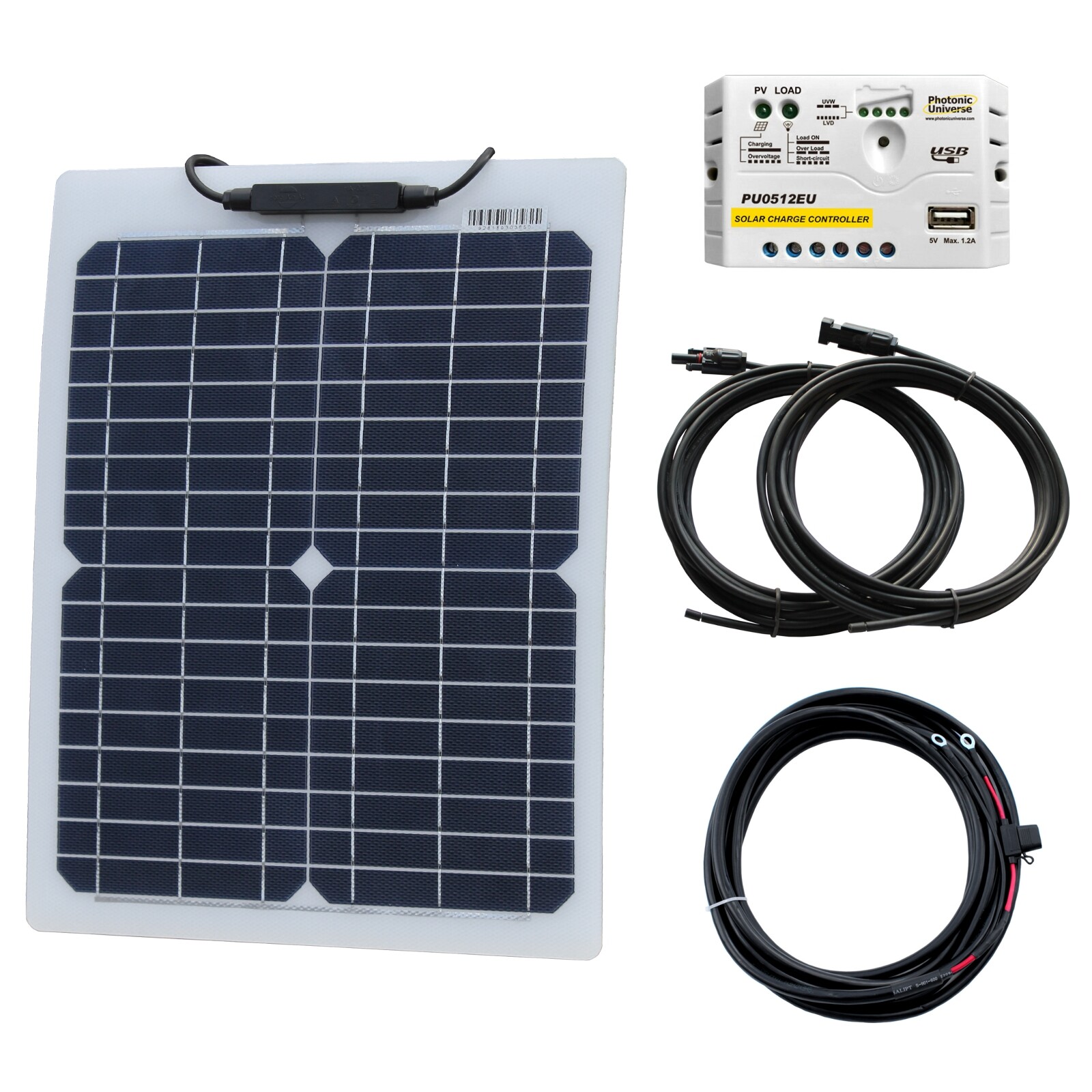 20W 12V Aluminium Reinforced Semi-Flexible Solar Kit for motorhome camper boat