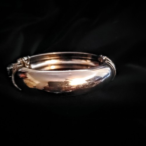 Three Section Joined Nickle Silver Bracelet with Authentic Smoky Quartz Gem - Picture 9 of 12