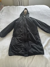 Lovely Hush Black Hooded Parka Jacket Coat Size 12 Quilted Lining Pockets