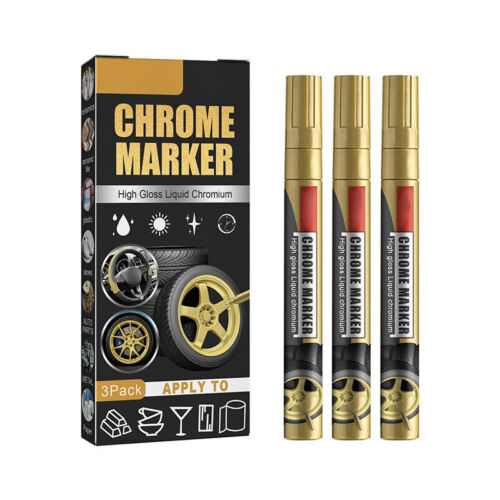 3 Stück Liquid Mirror Chrome Marker Set Gold Splitter Autolackstifte Metallic-Marker - Bild 10 von 11