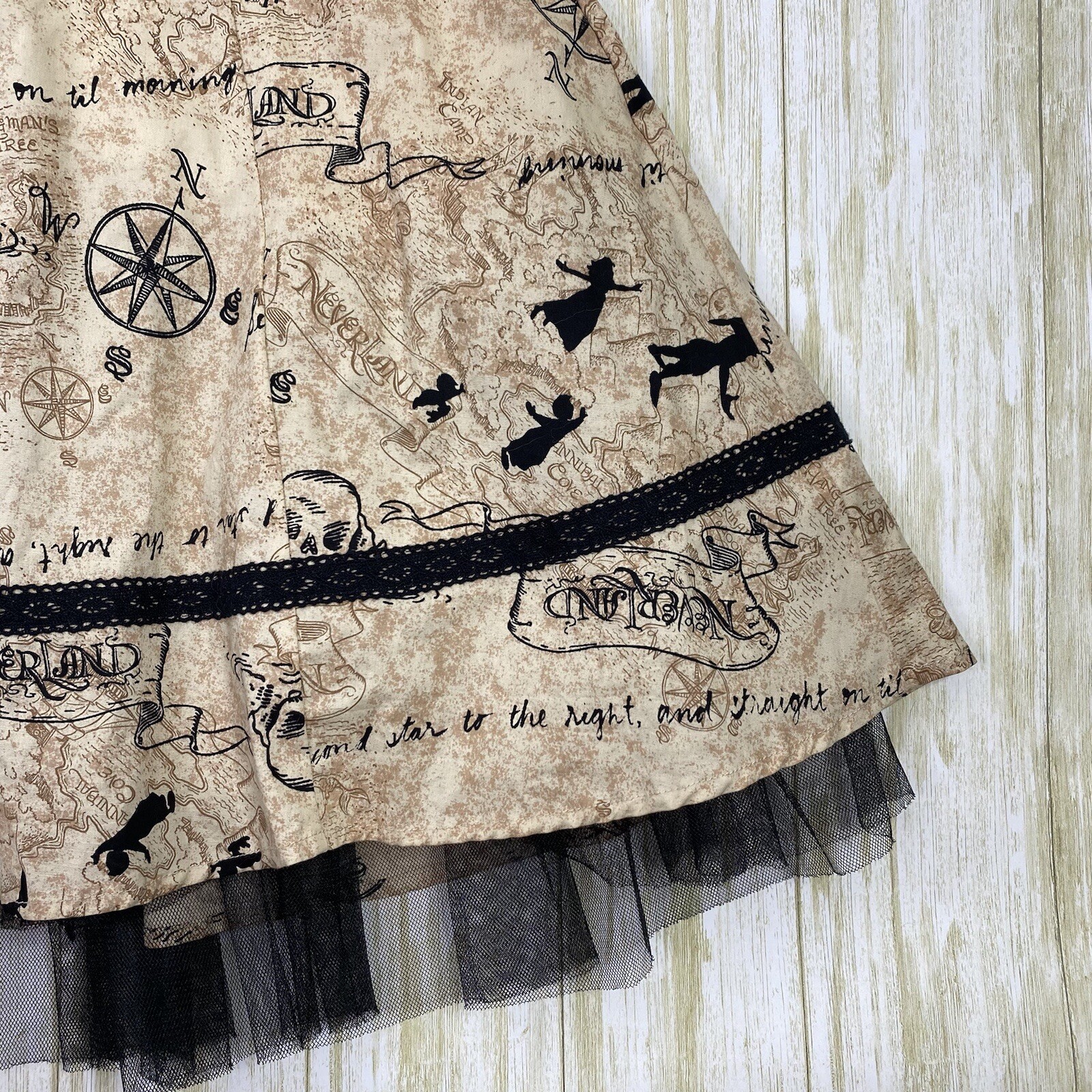 Hot Topic x Disney Womens XS Tan Peter Pan Rockabilly Corset Tutu Halter Dress