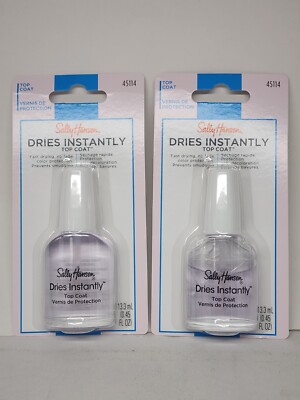 Sally Hansen Dries Instantly Top Coat Nail Polish No Fade 0.45 Fl oz 2 Pack
