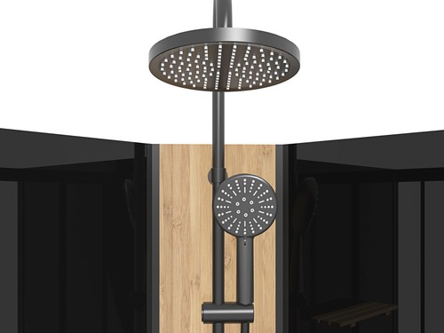 Duschtempel Fertigdusche Duschkabine Glas komplett Dusche 90x90 x 225 cm Schwarz - Bild 3 von 6