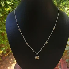2.40 Ct Champagne & White Diamond Necklace-FREE Diamond studs!