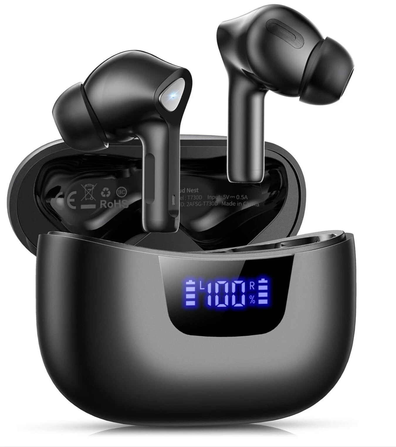 Wireless Stereo Earbuds Bluetooth V5.3 Headphones 50H Playback Deep Bass Black