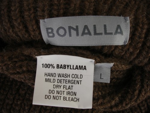 BONALLA ABIGAIL BROWN 100% BABY LLAMA SCOOP NECK 1/2 SLEEVE SWEATER WOMEN'S L - Picture 9 of 9