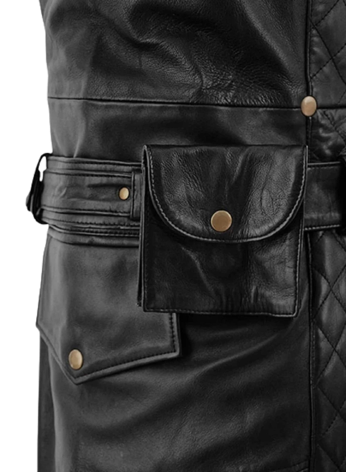 Mens Black Lambskin Leather Hooded Trench Coat Full Length Duster Overcoat Wears image 3