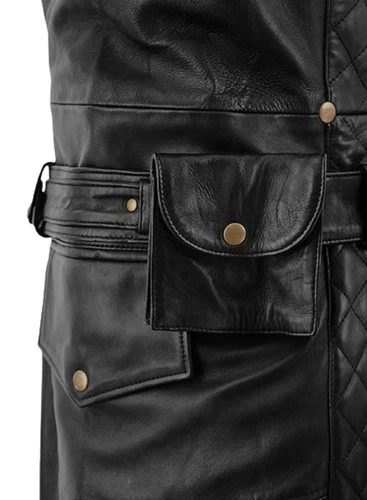 Mens Black Lambskin Leather Hooded Trench Coat Full Length Duster Overcoat Wears image 3