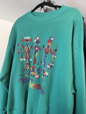 Vintage 1995 Navajo Native American Art Print Sweatshirt Crewneck L