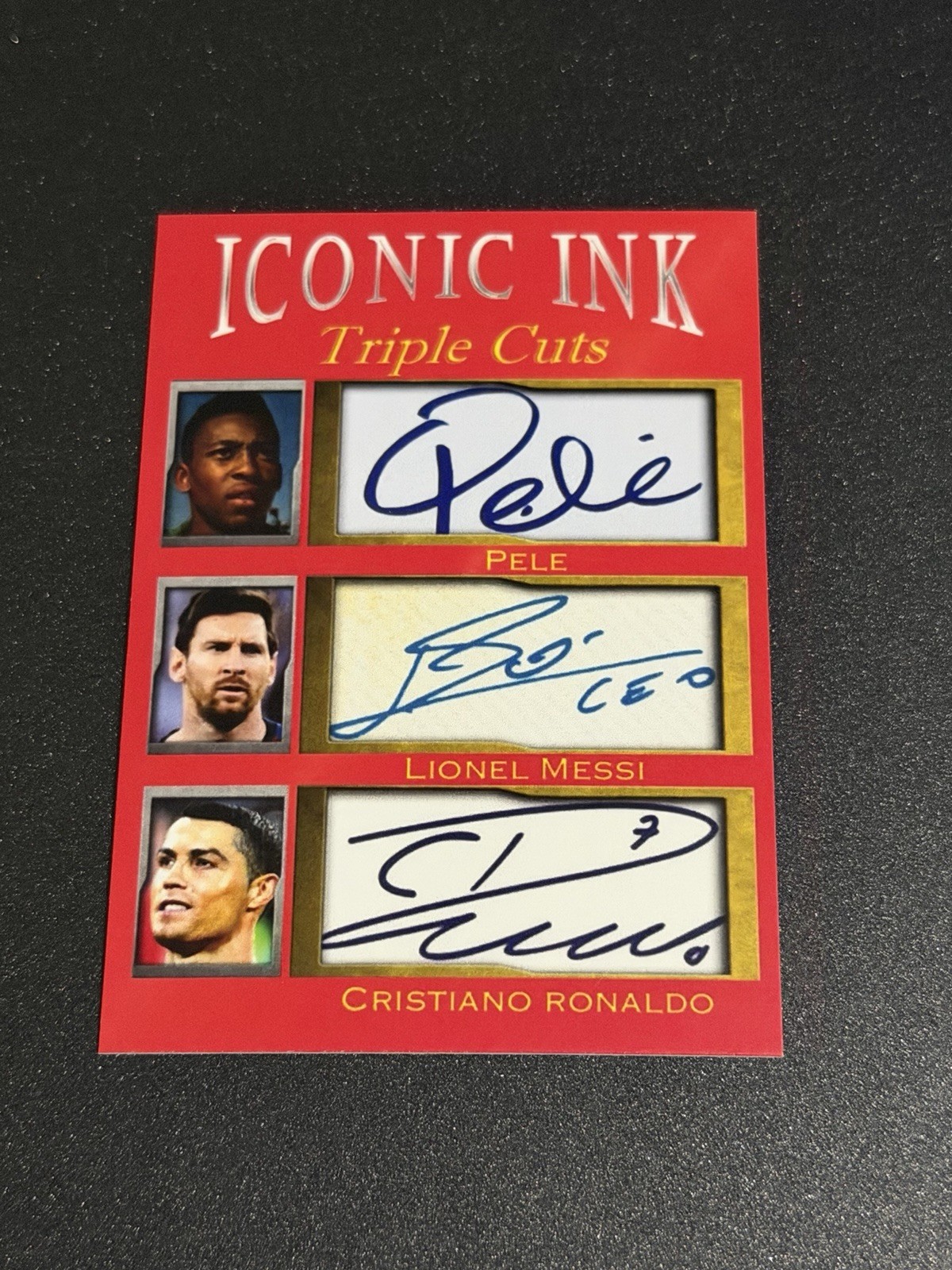 iconic ink triple cuts pele lionel messi cristiano ronaldo /1000 facs auto view 1